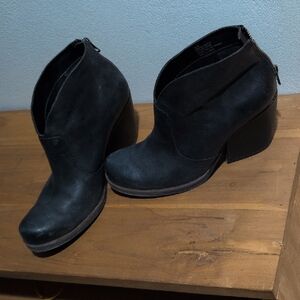 Black Leather Ankle Booties